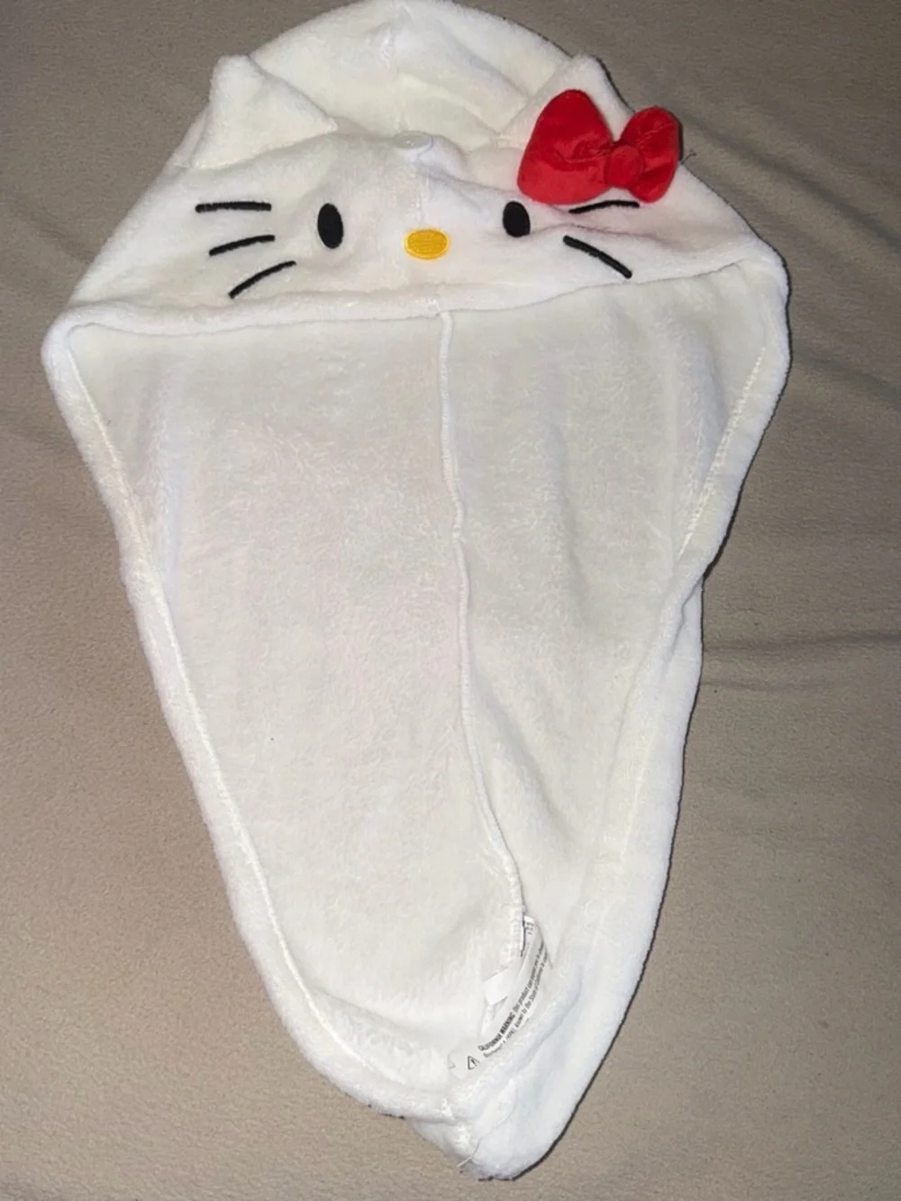 Hello Kitty White Hooded Hair Towel with Red Bow
